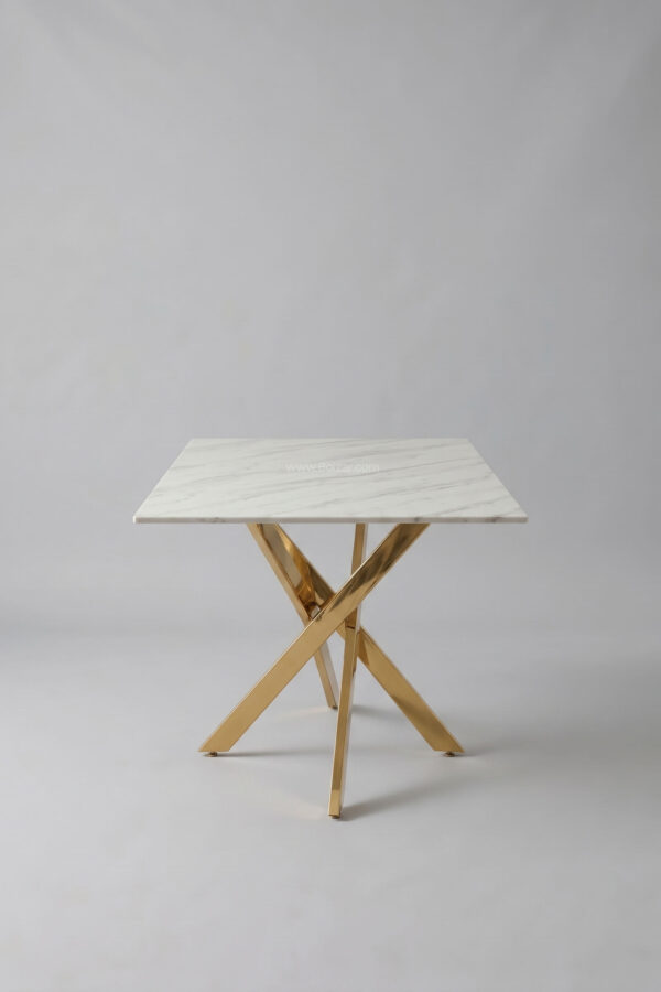 Table Olivia rectangulaire | Marbre blanc doré 150 cm - Tables à manger