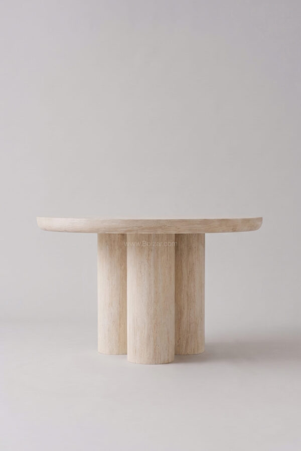Table Maya ronde 110 cm | Noyer ou travertin - Tables à manger