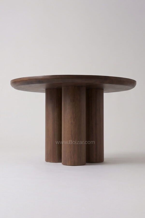 Table Maya ronde 110 cm | Noyer ou travertin - Tables à manger