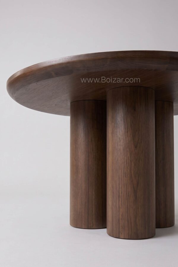 Table Maya ronde 110 cm | Noyer ou travertin - Tables à manger