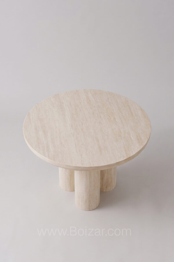 Table Maya ronde 110 cm | Noyer ou travertin - Tables à manger