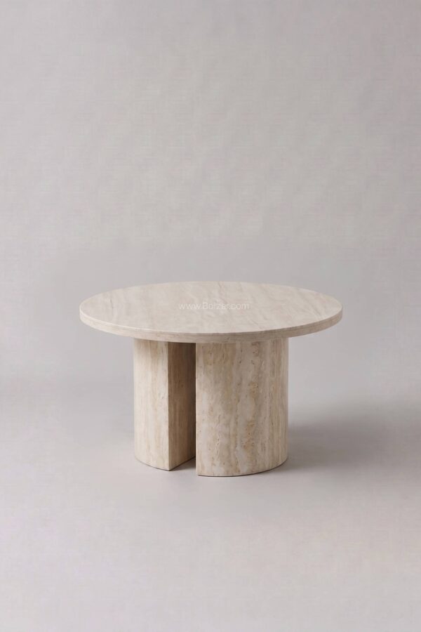 Table basse Victoria ronde 90 cm | Travertin blanc - Tables basses