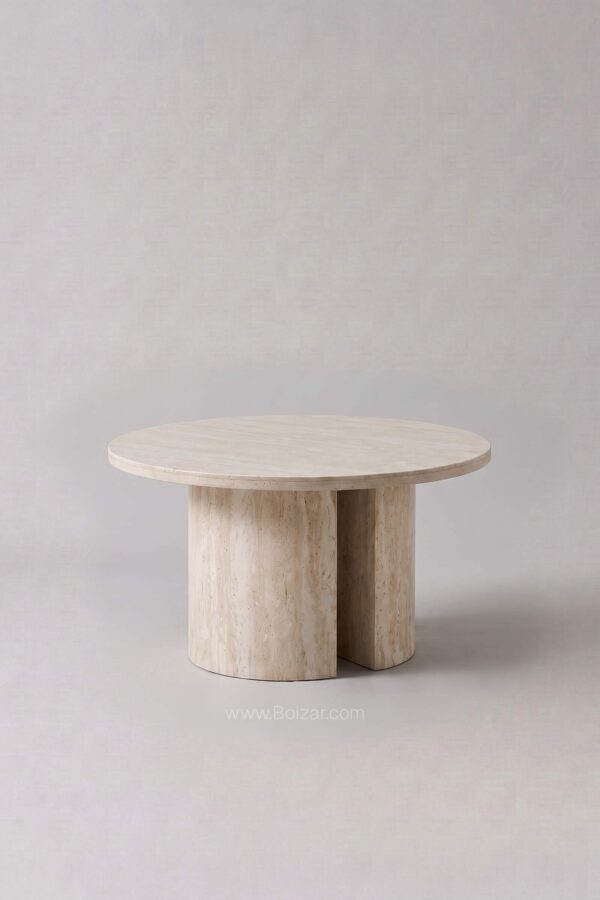 Table basse Victoria ronde 90 cm | Travertin blanc - Tables basses