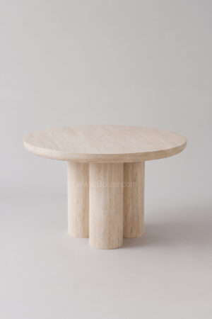 Table Maya ronde 110 cm | Noyer ou travertin - Tables à manger