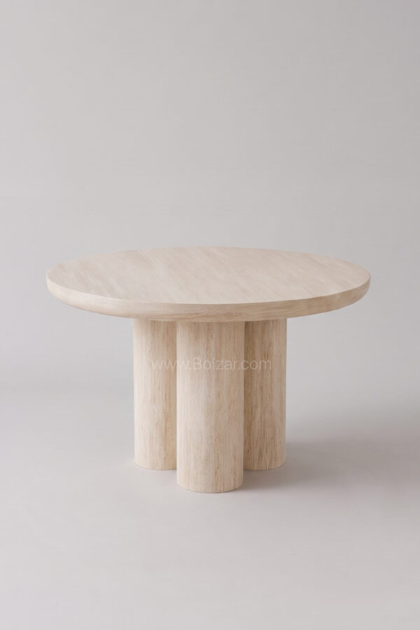 Table Maya ronde 110 cm | Noyer ou travertin - Tables à manger