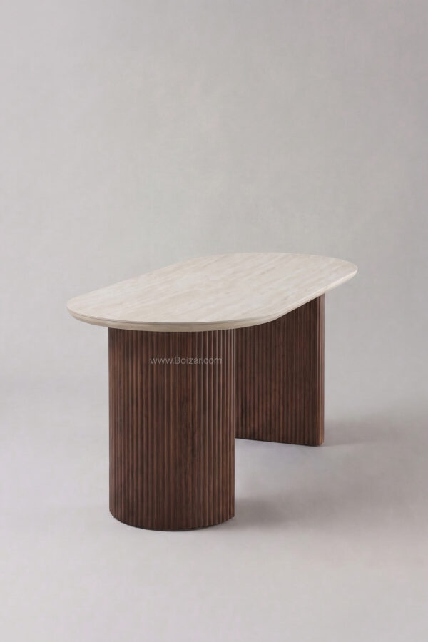 Table Calypso | Noyer et travertin céramique 180 cm - Tables à manger