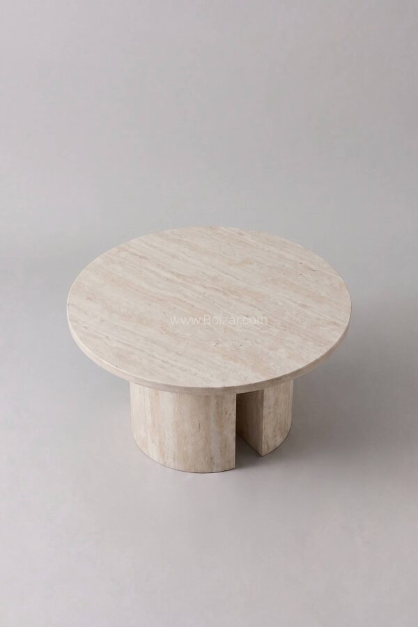 Table basse Victoria ronde 90 cm | Travertin blanc - Tables basses