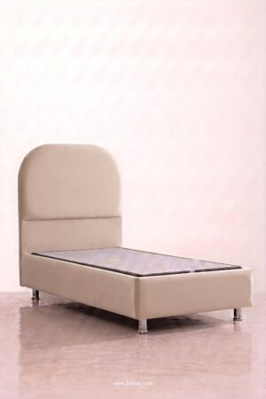 Lit coffre Jade 1 place 90x190 | Velours beige ou gris souris
