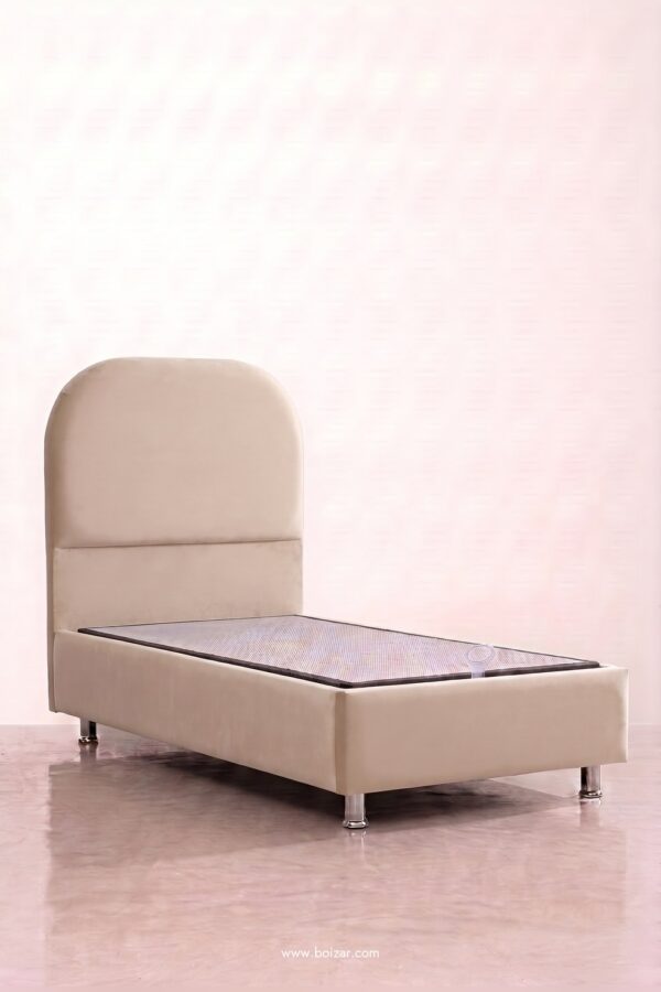 Lit coffre Jade 1 place 90x190 | Velours beige ou gris souris