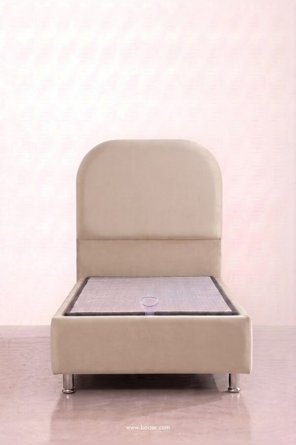 Lit coffre Jade 1 place 90x190 | Velours beige ou gris souris