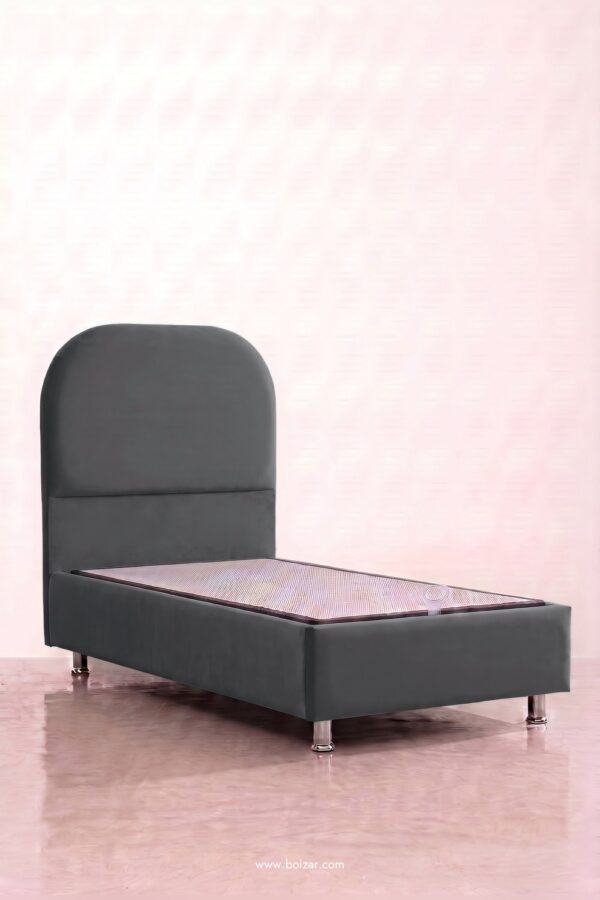 Lit coffre Jade 1 place 90x190 | Velours beige ou gris souris