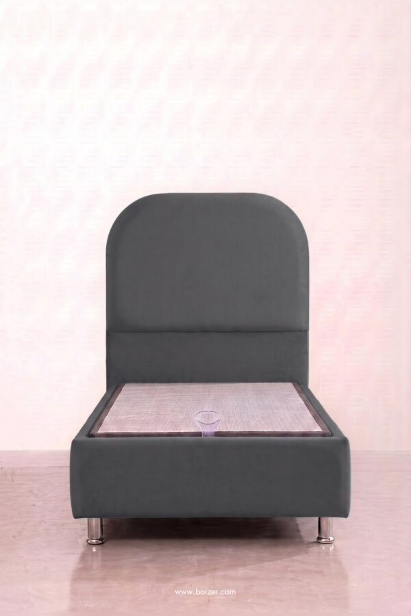 Lit coffre Jade 1 place 90x190 | Velours beige ou gris souris