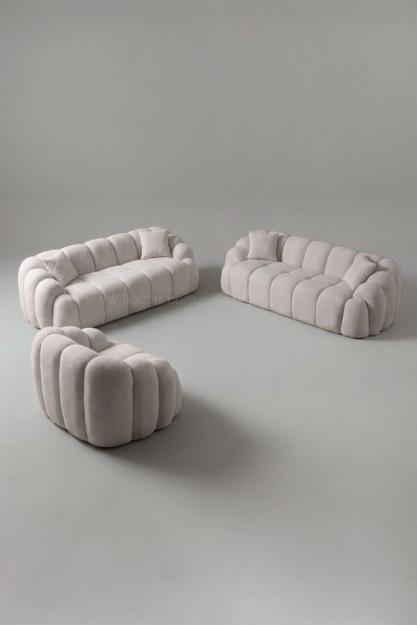 Ensemble 2 canapés 3 places + fauteuil Puffy | Bouclé - Canapé nuage