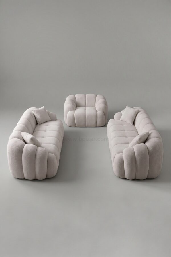 Ensemble 2 canapés 3 places + fauteuil Puffy | Bouclé - Canapé nuage
