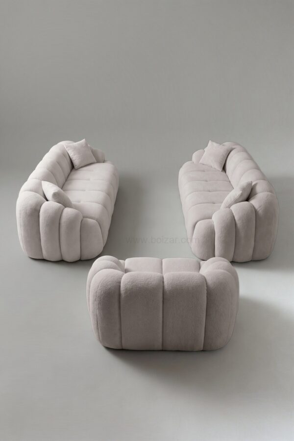 Ensemble 2 canapés 3 places + fauteuil Puffy | Bouclé - Canapé nuage