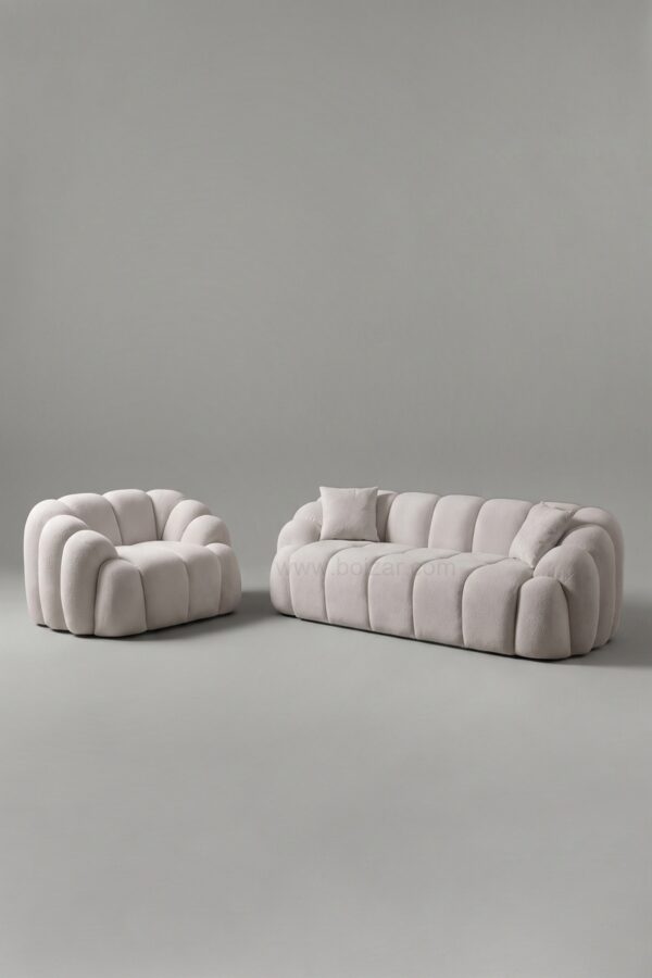 Ensemble canapé 3 places + fauteuil Puffy | Bouclé - Canapé nuage