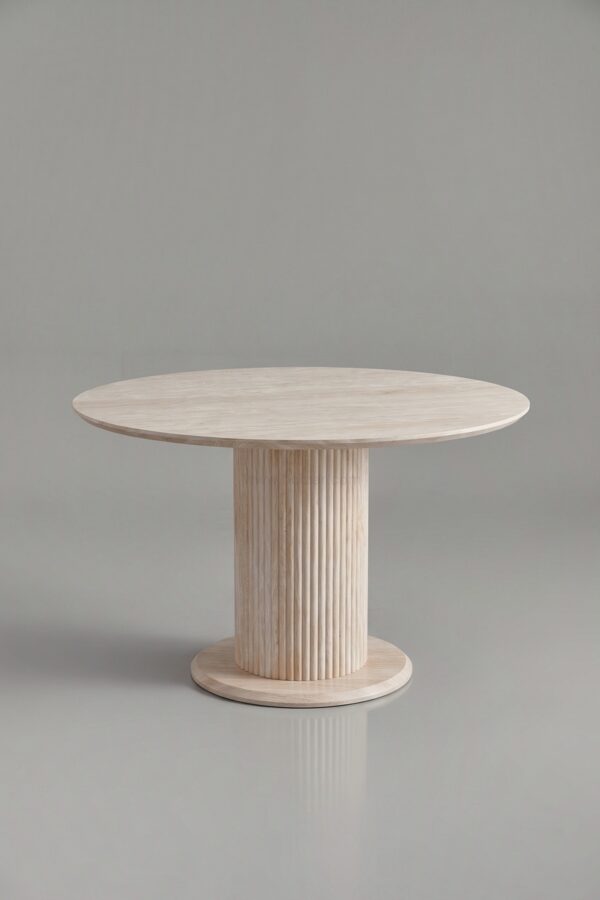 TABLE A MANGER AXEL TRAVERTIN RONDE 1M20 - Tables à manger
