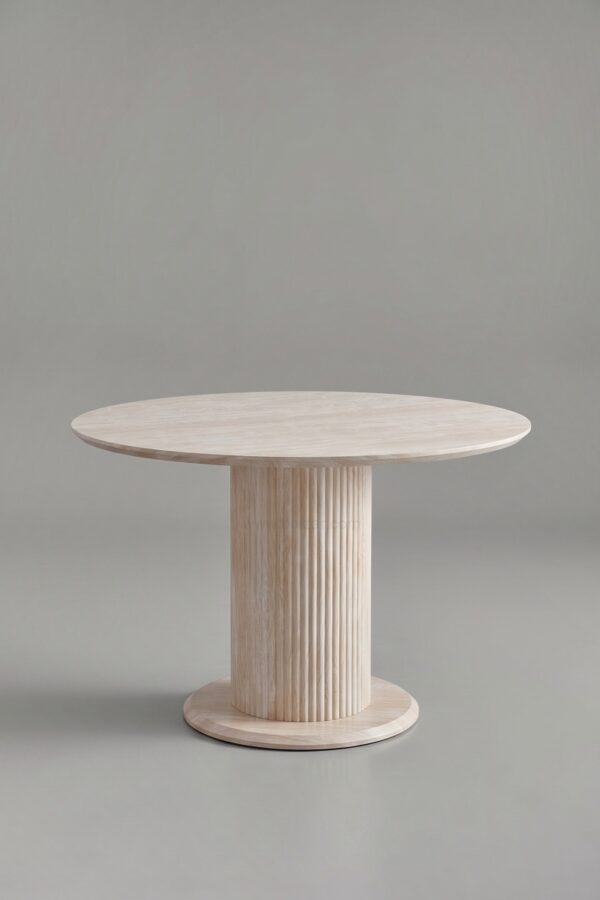 TABLE A MANGER AXEL TRAVERTIN RONDE 1M20 - Tables à manger