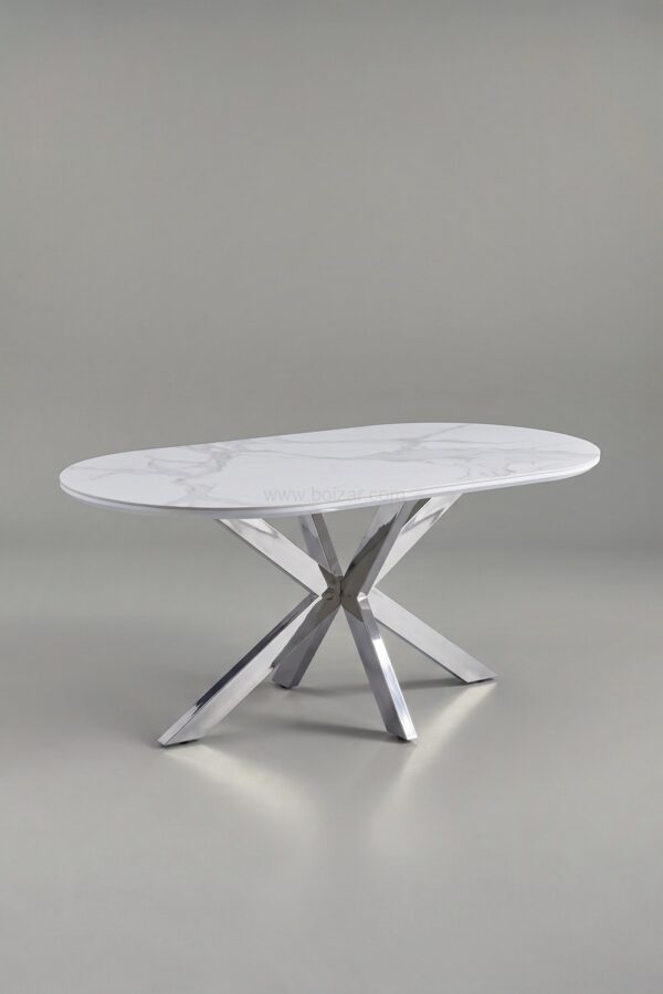 TABLE A MANGER CERAMIQUE NOIR OPHELIA CHROME 1m50 - Tables à manger