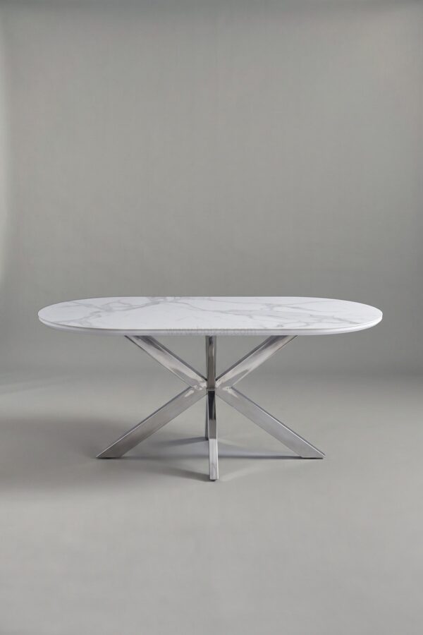 TABLE A MANGER CERAMIQUE NOIR OPHELIA CHROME 1m50 - Tables à manger