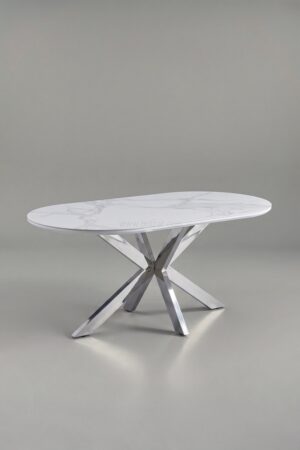 TABLE A MANGER CERAMIQUE OPHELIA NOIR CHROME 1m80 - Tables à manger