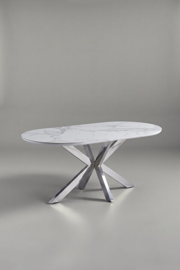 TABLE A MANGER CERAMIQUE OPHELIA NOIR CHROME 1m80 - Tables à manger
