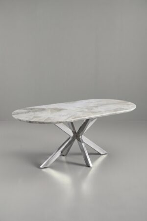 TABLE A MANGER CERAMIQUE OPHELIA NOIR CHROME 1m80 - Tables à manger