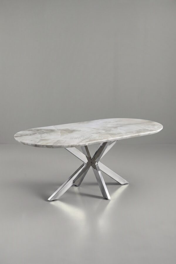 TABLE A MANGER CERAMIQUE OPHELIA NOIR CHROME 1m80 - Tables à manger
