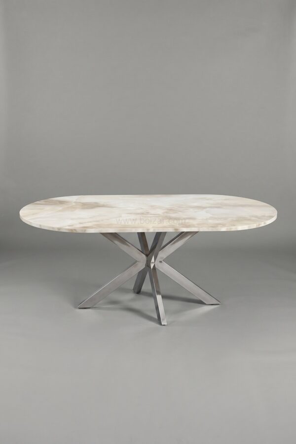 TABLE A MANGER CERAMIQUE OPHELIA NOIR CHROME 1m80 - Tables à manger