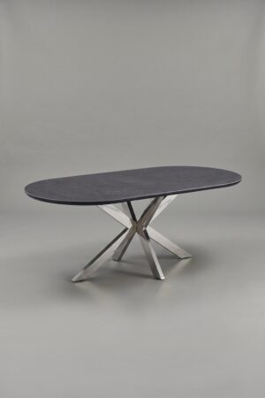 TABLE A MANGER CERAMIQUE OPHELIA NOIR CHROME 1m80 - Tables à manger