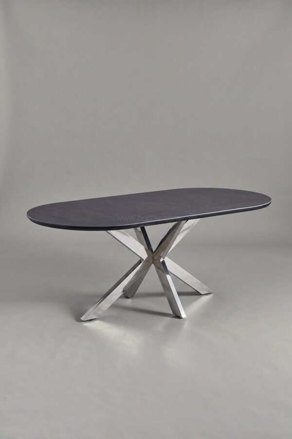 TABLE A MANGER CERAMIQUE OPHELIA NOIR CHROME 1m80 - Tables à manger