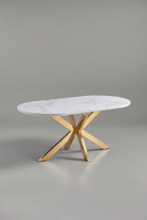 TABLE A MANGER CERAMIQUE OPHELIA NOIR DORE 1m80 - Tables à manger