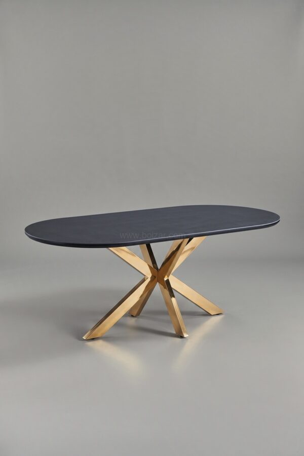 TABLE A MANGER CERAMIQUE OPHELIA NOIR DORE 1m80 - Tables à manger