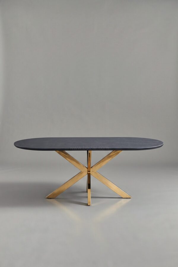 TABLE A MANGER CERAMIQUE OPHELIA NOIR DORE 1m80 - Tables à manger