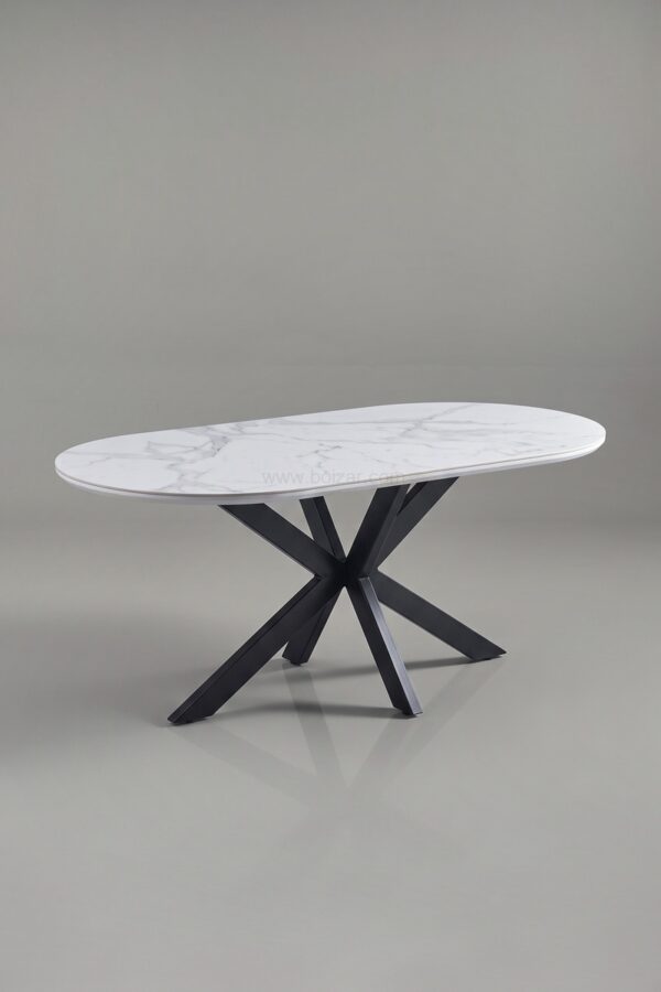 TABLE A MANGER CERAMIQUE OPHELIA NOIR PIED NOIR 1m50 - Tables à manger