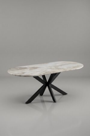 TABLE A MANGER CERAMIQUE OPHELIA NOIR PIED NOIR 1m50 - Tables à manger