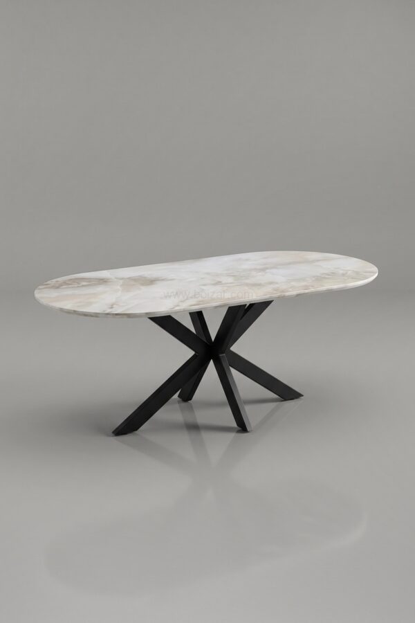TABLE A MANGER CERAMIQUE OPHELIA NOIR PIED NOIR 1m50 - Tables à manger