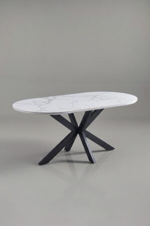 TABLE A MANGER CERAMIQUE OPHELIA PIED NOIR 1m80 - Tables à manger