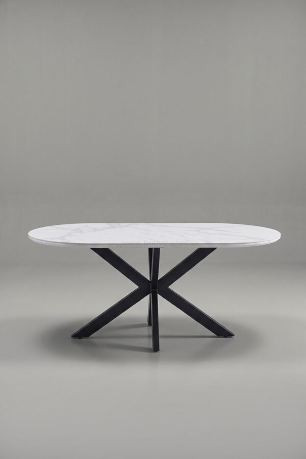 TABLE A MANGER CERAMIQUE OPHELIA PIED NOIR 1m80 - Tables à manger