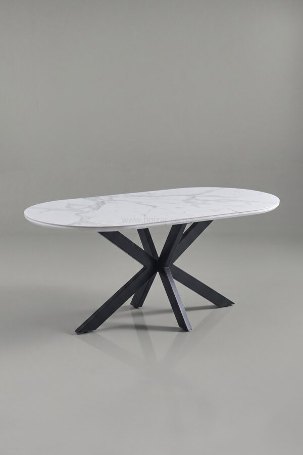 TABLE A MANGER CERAMIQUE OPHELIA PIED NOIR 1m80 - Tables à manger
