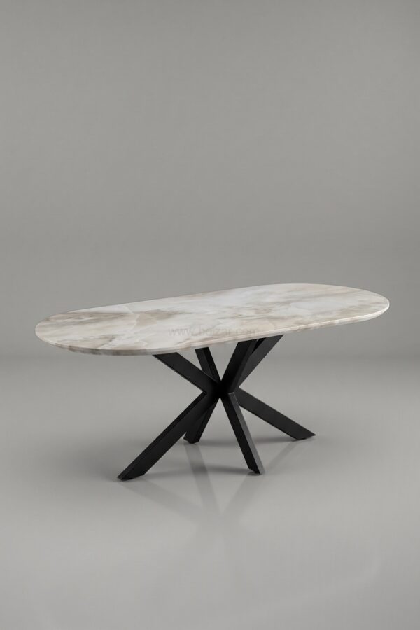 TABLE A MANGER CERAMIQUE OPHELIA PIED NOIR 1m80 - Tables à manger