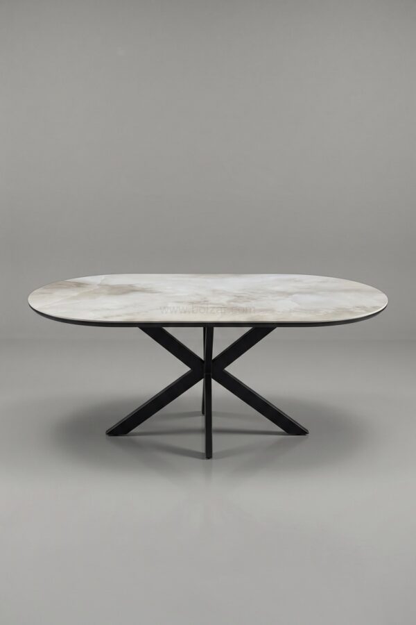 TABLE A MANGER CERAMIQUE OPHELIA PIED NOIR 1m80 - Tables à manger