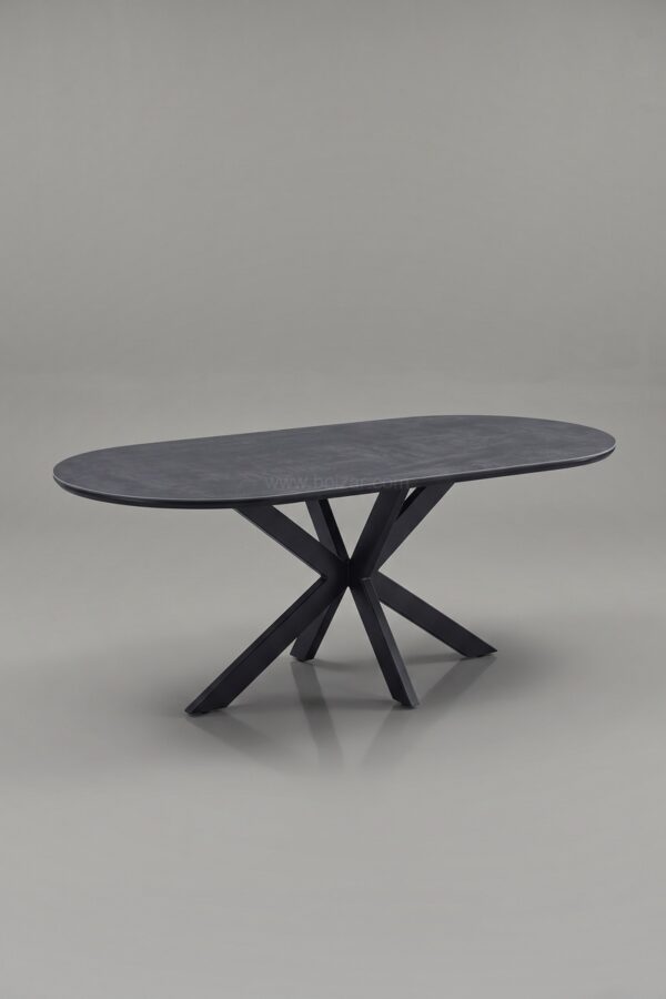 TABLE A MANGER CERAMIQUE OPHELIA PIED NOIR 1m80 - Tables à manger