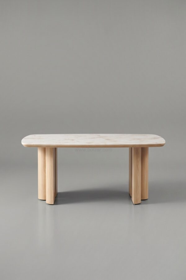 TABLE À MANGER CÉRAMIQUE TRINITY NOYER TRAVERTIN 180 - Tables à manger