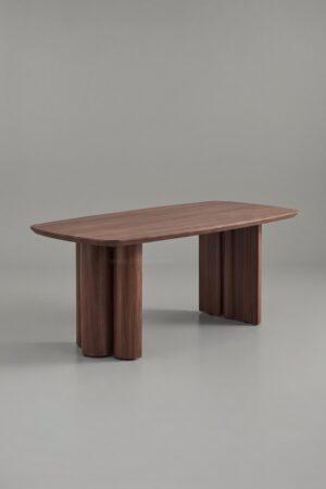TABLE À MANGER CÉRAMIQUE TRINITY NOYER TRAVERTIN 180 - Tables à manger