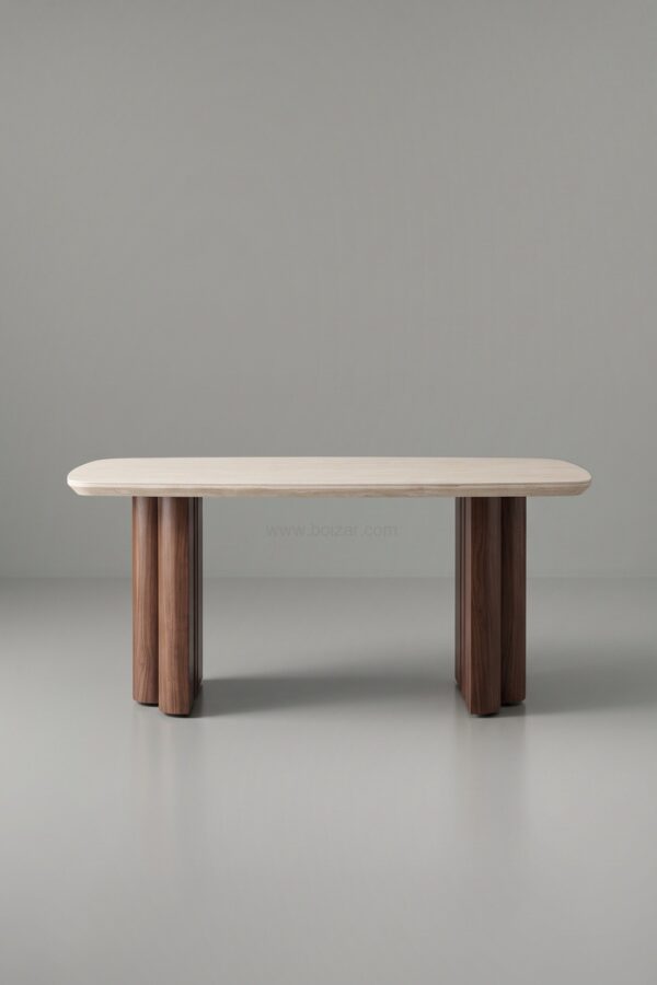 TABLE À MANGER CÉRAMIQUE TRINITY NOYER TRAVERTIN 180 - Tables à manger