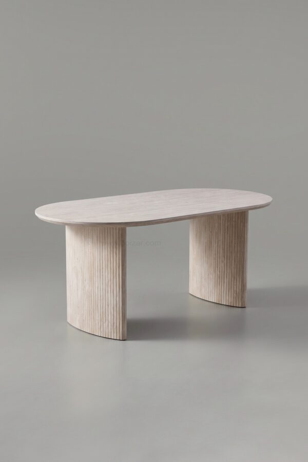 TABLE A MANGER JOSEPHINE TRAVERTIN CERAMIQUE 180 - Tables à manger