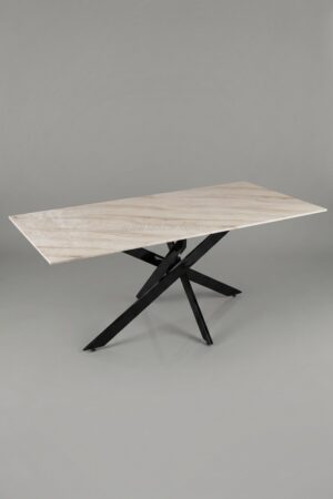 TABLE A MANGER OLIVIA 1m50 MARBRE PIED NOIR - Tables à manger