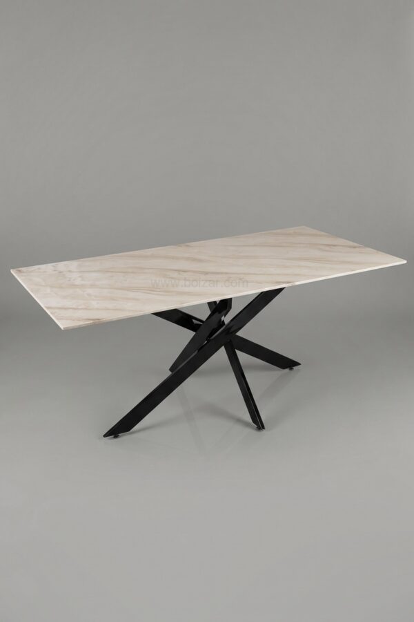 TABLE A MANGER OLIVIA 1m50 MARBRE PIED NOIR - Tables à manger