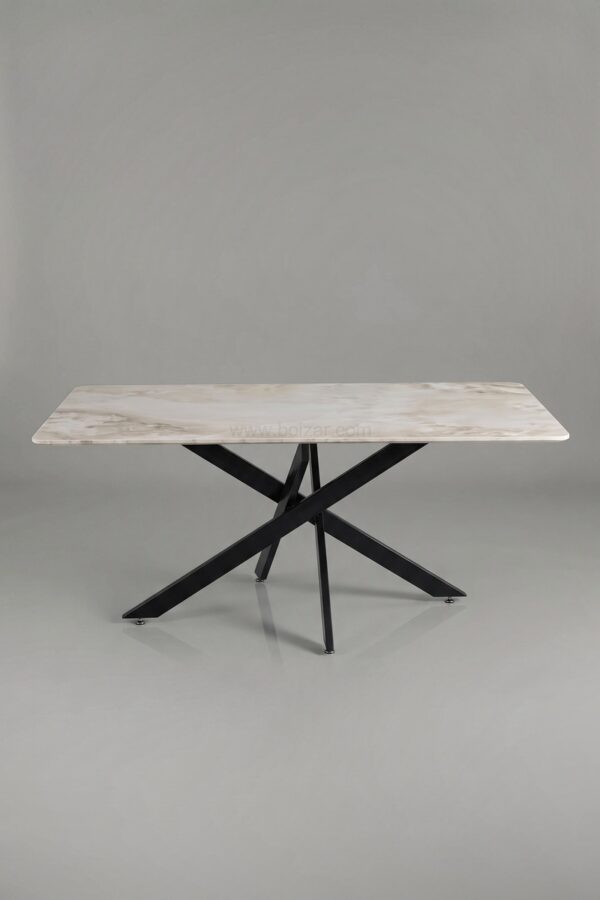TABLE A MANGER OLIVIA 1m50 MARBRE PIED NOIR - Tables à manger